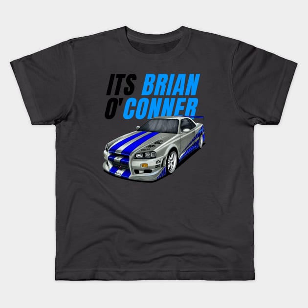 It's Brain o' conner { Paul walker's Skyline } Kids T-Shirt by MOTOSHIFT